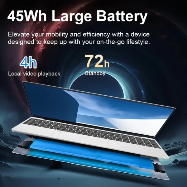 S5bac079e8b504e55b84e5aca04b95489x.webp AKPAD KR159 N5095 15.6" Laptop, Up To 32GB RAM 2TB Windows 10/11 Pro, Black Backlit English Russian Keyboard Portable Notebook