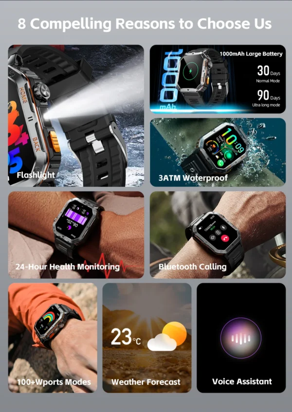 S5c71d0d861b5433893c4deb0314ffdddD.webp New Outdoor Military Sports Smart Watch with Led Lighting Men Women for huawei xiao Watches Bluetooth Call GPS track Smart Watch