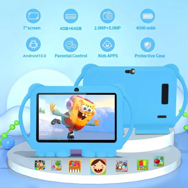 S5c7907d7efe94a618fad408d6781457bS.webp BDF K5 pro 7-inch Kids Tablet Cartoon Kids-Proof Case 5G WiFi Google Learning Education Tablet PC 4GB RAM 64GB ROM 4000mAh