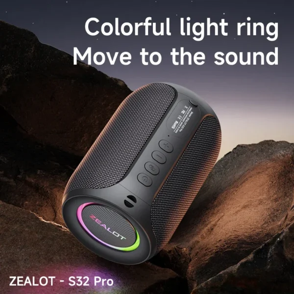 S5de366ff52334db7abd991a2590d5d35w.webp Zealot S32 pro Bluetooth Wireless Outdoor Portable Subwoofer Speaker Waterproof IPX6 Dual Pairing 3600mAh Wireless Speaker