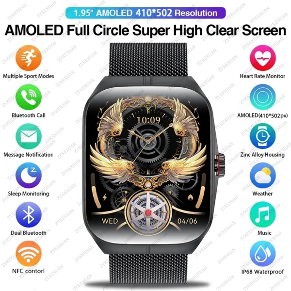S5ee3bd1fc6e043cb895bb34771ebd7141.webp 2025 New HD AMOLED screen For OPPO Watch 4 Pro Sports Smart Watches Men GPS Track Waterproof Bluetooth Call NFC Smart Watch