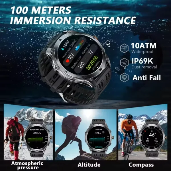 S5fabc80af8ef4b15bd4b8b1b474418bel-2.webp 2025 New Military T-Rex 3 Ultra GPS Smart Watch 1000mAh Battery 10ATM Waterproof Compass Flashlight Sports trackr Smartwatch Men
