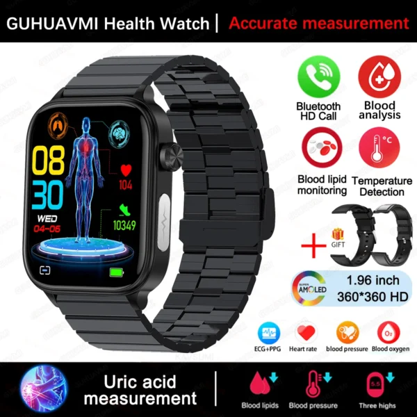 S61866e4eba394ccb8e04af93db26fdffr.webp 2025 New For XIAOM1 ECG+PPG Blood Fat Uric Acid Health Smartwatch Men Women Heart Rate Blood Pressure Bluetooth Call Smart Watch