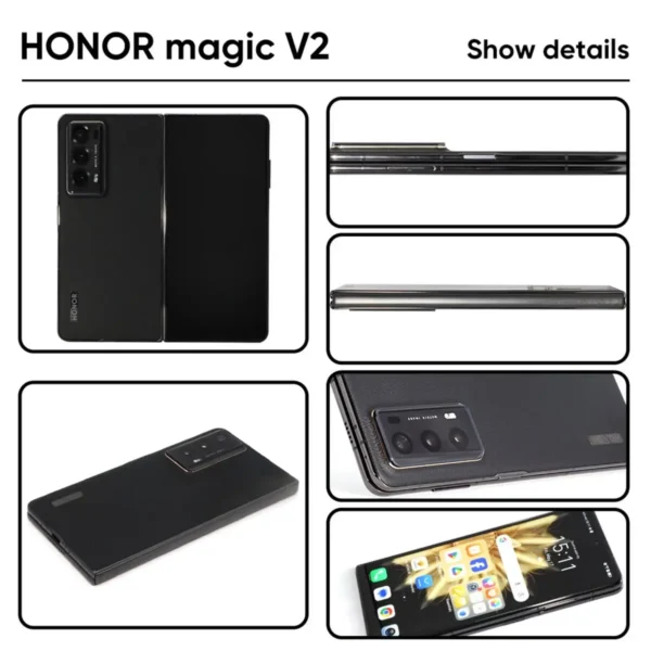 S646d3a7eee194be4bb492aa7ac899ec40.webp Honor Magic V2 5G Foldable Smartphone Global Version LTPO OLED Display 120Hz Snapdragon 8 Gen2 50MP Triple Camera Android Mobile