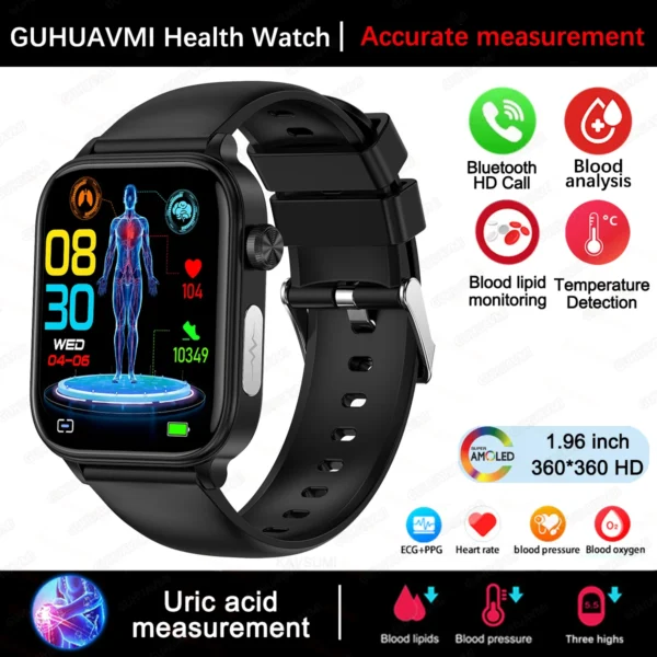 S672274e5850e4eb4a06cf0dc967efaecU.webp 2025 New For XIAOM1 ECG+PPG Blood Fat Uric Acid Health Smartwatch Men Women Heart Rate Blood Pressure Bluetooth Call Smart Watch