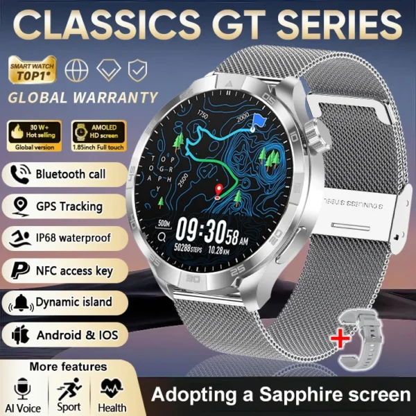 S691a5efbb4044fb6b8894c9e34049a40V.webp 2026 New Sapphire Screen Smart Watch 1.85-inch Ultra HD AMOLED GPS Bluetooth Call NFC Compass IP68 Sports Fitness Smart Bracelet