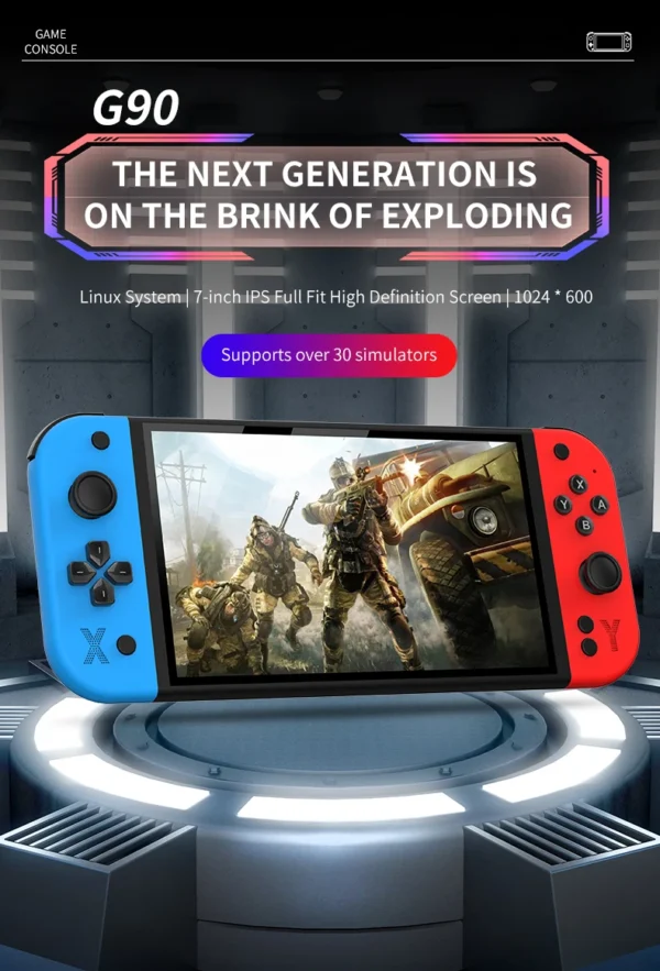 G90 7 inch 64GB 4000mAh high definition arcade handheld game console for PSP/PS1 nostalgic retro TV game controller