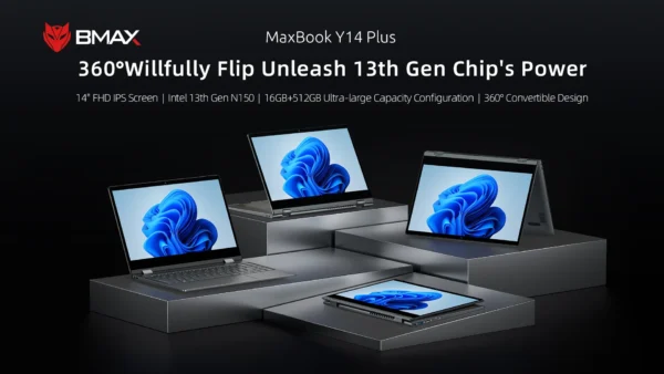 BMAX Y14 Plus Laptop 14 inch Notebook Windows 11 16GB RAM 512GB SSD 1920*1080 IPS Intel N150 laptops Computer