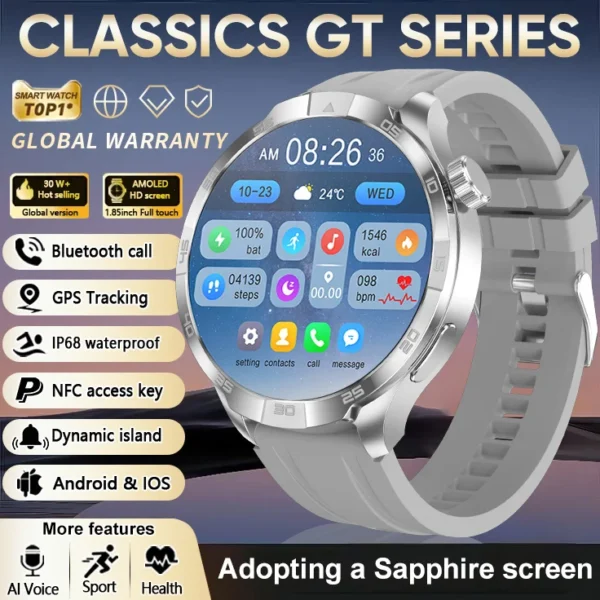 S6ff978a272a4441b96344e8559613400O.webp 2026 New Sapphire Screen Smart Watch 1.85-inch Ultra HD AMOLED GPS Bluetooth Call NFC Compass IP68 Sports Fitness Smart Bracelet