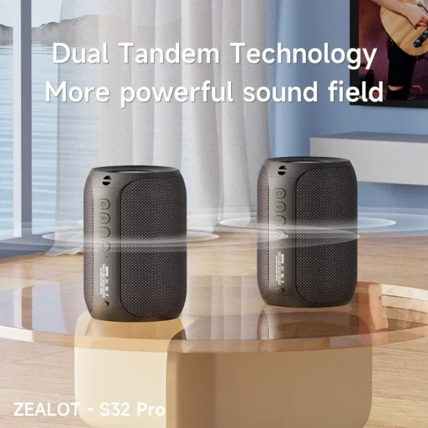 S7484abe69d104a8d84ff8f0416cd8facF.webp Zealot S32 pro Bluetooth Wireless Outdoor Portable Subwoofer Speaker Waterproof IPX6 Dual Pairing 3600mAh Wireless Speaker