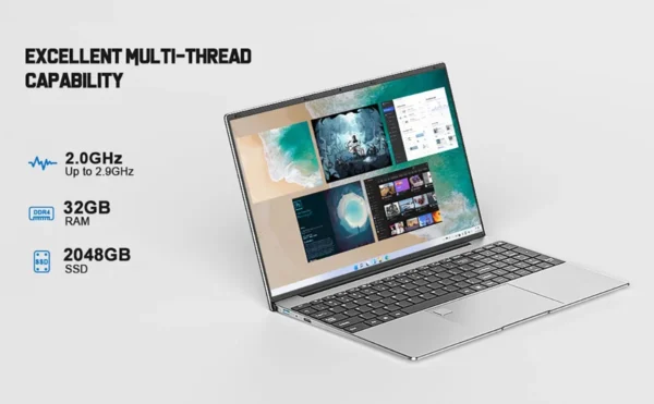 S7738e58d97034ded8784fb0b9421b52cF.webp Portable 15.6" Laptop 32GB Ram DDR4 2TB SSD Windows 11 Notebook Pc Gamer Intel N5095 Office Computer with Backlit Fingerprint