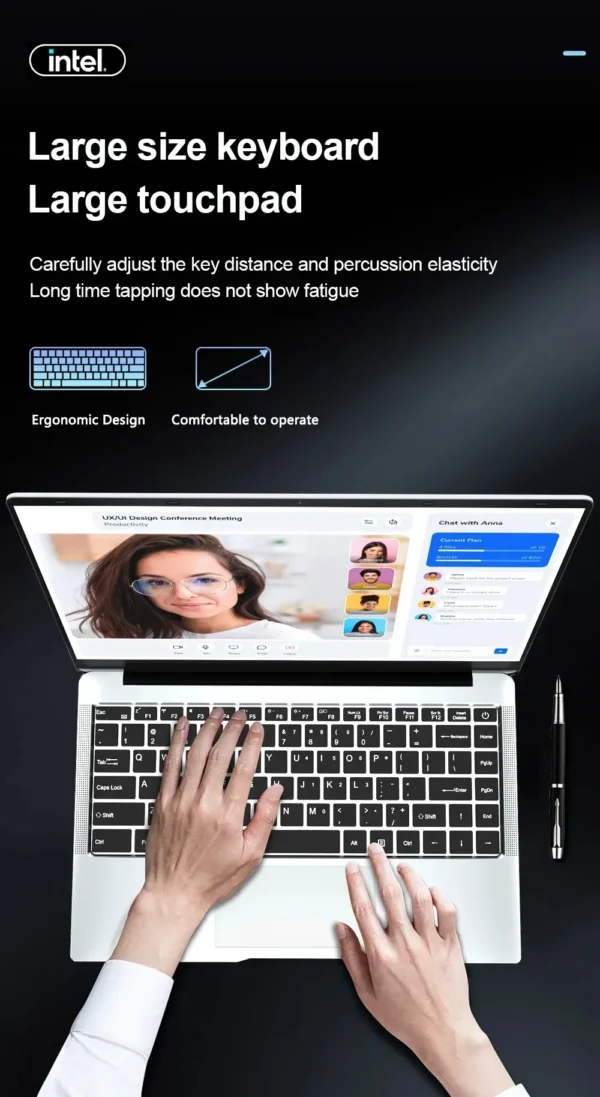 S77500340338245c38e8f4a804f057e46N.webp 14.1" Windows 11 Notebook PC intel Atom A3950 Laptop Computer 12GB RAM 2TB SSD 1920*1080P Portable Notebook Office Study Laptops
