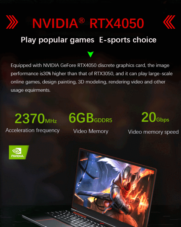 YSJMNPC Gaming Laptop Computer Intel Core i9-13900H NVIDIA RTX 4050 6G 16 Inch IPS 2*DDR5 MAX 64GB 2*M.2 PCIE SSD WIFI Windows11