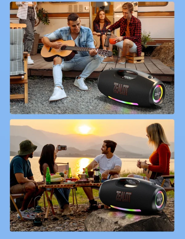 S7bc6b387e3cc446791b8e1ff6988bce0z.webp ZEALOT S89 Wireless Speaker 250W Portable Outdoor with RGB Color Lights Long 48000mAh Battery up to 8 Hours Playtime