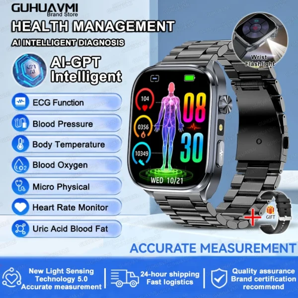 S7edaf052445a4c959d526917877fb8b0F-1.webp 2025 New AI Diagosis ECG Health Smart Watch Men Blood Pressure Lipid Uric Acid AI-GPT Intelligent Q&A Health Smartwatch For Men