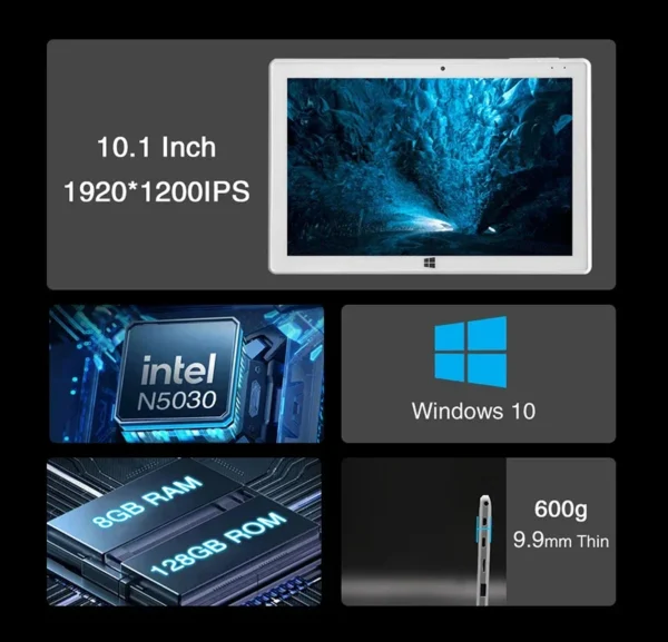 S7fa0eda489fb4ced9d4102e38c22c37cB.webp MLLSE 2 In 1 Tablet PC Windows 10 8GB DDR4+128GB SSD Intel N5030 10.1inch IPS Screen WIFI Mobile Office Tablet PC with Keyboard