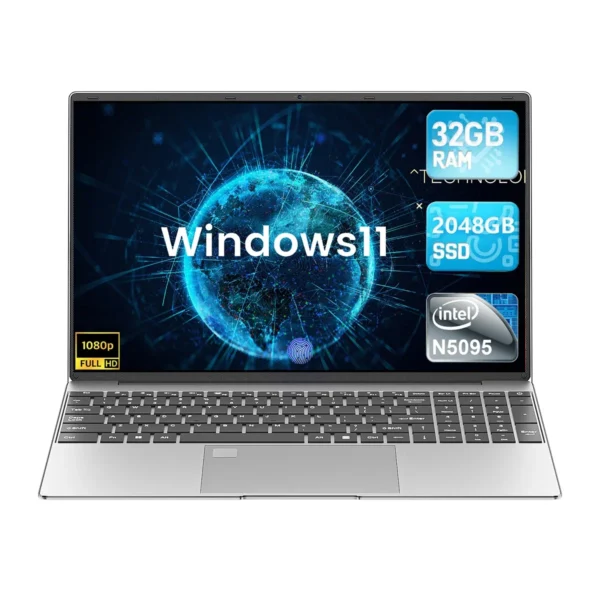 S812567f1092e432dbd2fbec06d8e8916V.webp Portable 15.6" Laptop 32GB Ram DDR4 2TB SSD Windows 11 Notebook Pc Gamer Intel N5095 Office Computer with Backlit Fingerprint