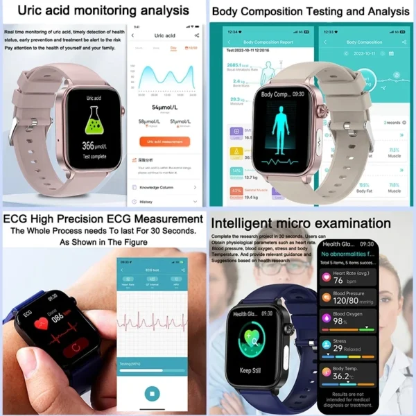 S8151fd2db6dc48c69fef228faafbe786K.webp 2025 New For XIAOM1 ECG+PPG Blood Fat Uric Acid Health Smartwatch Men Women Heart Rate Blood Pressure Bluetooth Call Smart Watch