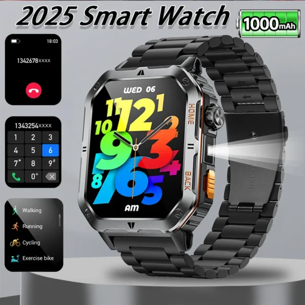 S823483c430dc4dc6b103b4950b22f6580.webp New Outdoor Military Sports Smart Watch with Led Lighting Men Women for huawei xiao Watches Bluetooth Call GPS track Smart Watch