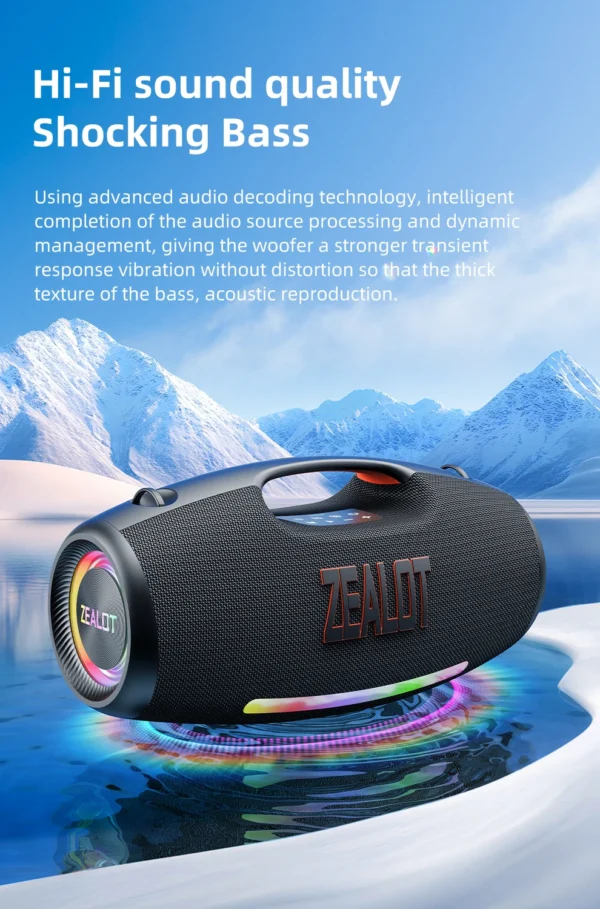S8253ff79db2a4529a9da27053779fd95i.webp Zealot_89 250W Waterproof Portable Loud Bluetooth Speaker, Wireless Outdoor Boombox SubwooferTriple Passive Radiators-Deep Bass