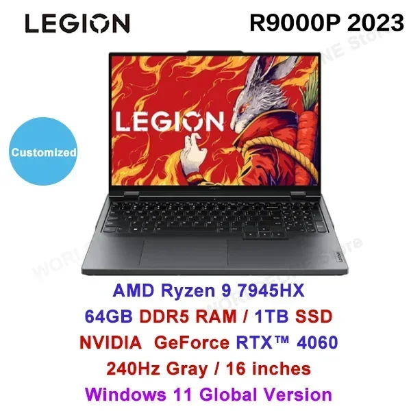 S8829ca245f8943fd82ccaf6b0f2e47b4l.webp Lenovo Legion R9000P E-sports Gaming Laptop 16inch AMD R9 7945HX 1T/4T RTX4060 100%sRGB 500nits 2.5K 240Hz Game Notebook PC