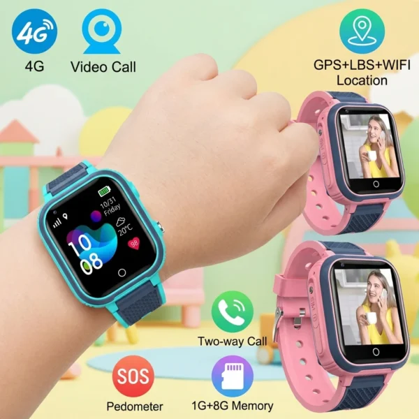 S88e08e378f3e4c0d86da98c4d3934ccby-2.webp GPS Tracker 4G Real-Time Location Tracking Video Call,Camera, Games, SOS Call Watch for Children Kids Smartwatch for Boys Girls