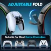 S89c89d2d6781431eaf71851f86a89ea98.webp Headphone & Controller Stand with 9 Light Modes - Foldable Controller Hanger for Desk - Earphone Stand with Cable Organizer