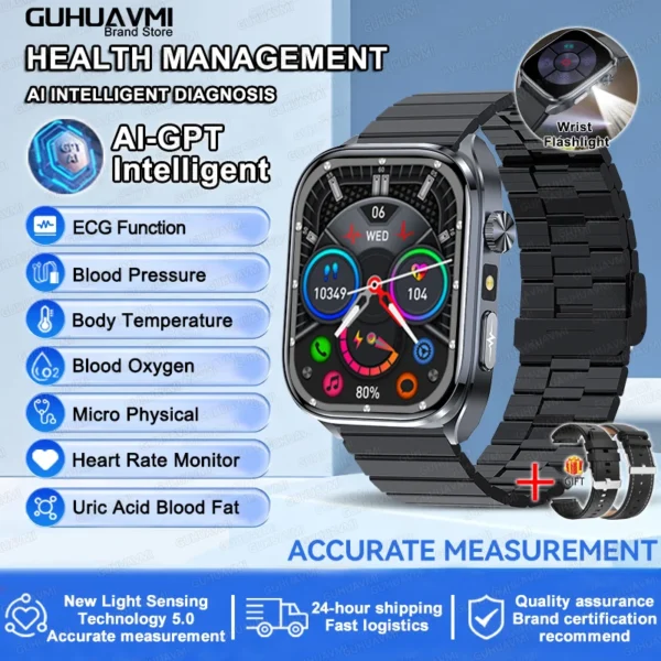 S89d28dea66704ee6a7a5a2e18f607d46p-1.webp 2025 New AI Diagosis ECG Health Smart Watch Men Blood Pressure Lipid Uric Acid AI-GPT Intelligent Q&A Health Smartwatch For Men