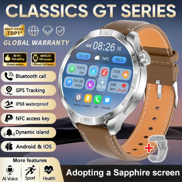 S8ae2700823c94b018afe67ee682caf5dh.webp 2026 New Sapphire Screen Smart Watch 1.85-inch Ultra HD AMOLED GPS Bluetooth Call NFC Compass IP68 Sports Fitness Smart Bracelet