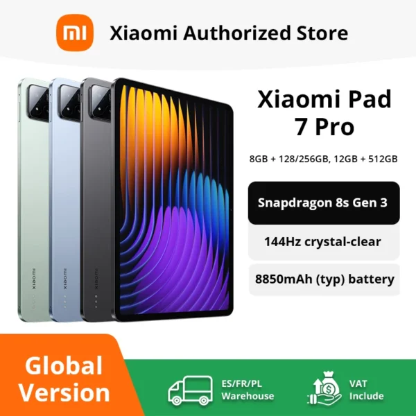 S8cff39283e9748f1b8eb45e1e69373e4F.webp Global Version Xiaomi Pad 7 Pro 128GB 256GB 512GB Snapdragon 8s Gen 3 11.2" 3.2K 144Hz Screen 8850mAh Mi Tablet Xiaomi Pad 7Pro