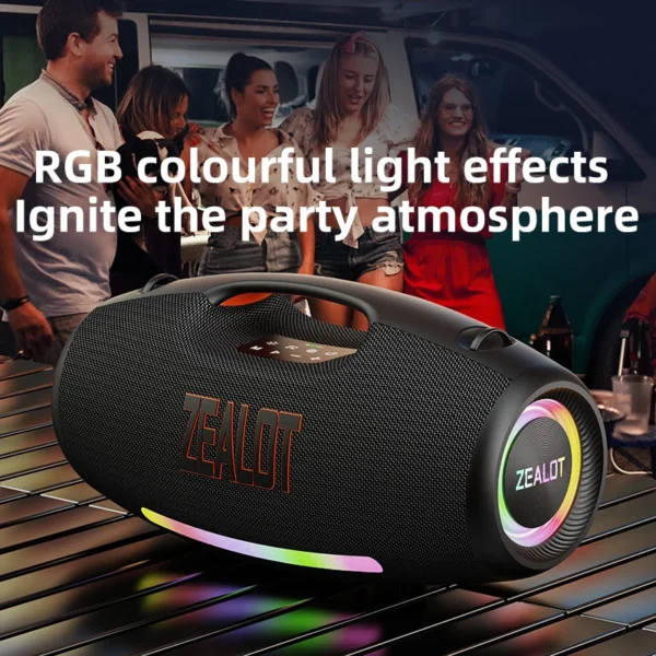 S8d20e401d392433cae97bab79ebdde77Q.webp ZEALOT S89 Wireless Speaker 250W Portable Outdoor with RGB Color Lights Long 48000mAh Battery up to 8 Hours Playtime