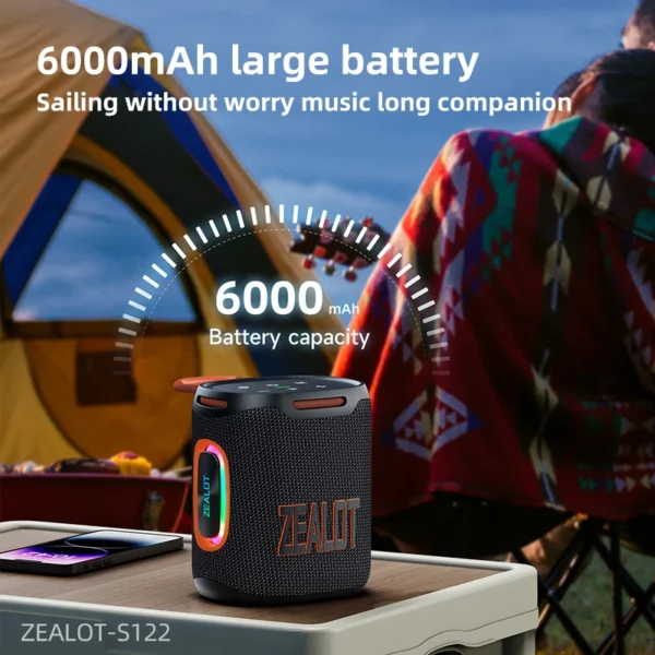 Zealot-S122 Bluetooth Speaker BT5.4 Wireless IPX6 Waterproof Shower Speaker,25W HiFi Stereo Sound,TWS Pairing,20H Music Playtime