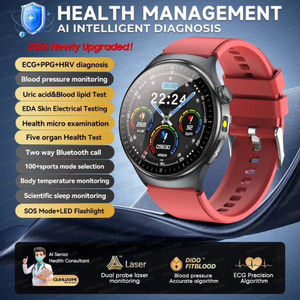S8f8ed0eb669b4a61aa807017b3c1736fl-1.webp 2026 New Accurate Blood Lipid Uric Acid Test Smart Watch Men Women ECG Blood Pressure Body analysis Voice Call Health Smartwatch