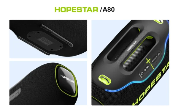 High Quality Hopestar A80 Subwoofer - Portable RGB Speaker with IPX6 Waterproof, Mini Microphone & Rechargeable Battery