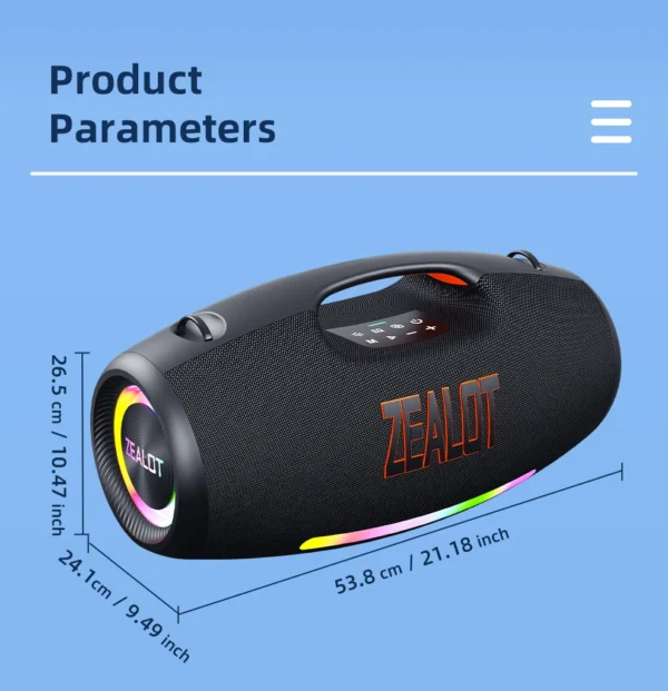 S9307b3a1e42d40c78325a3cef516c5d5v.webp Zealot_89 250W Waterproof Portable Loud Bluetooth Speaker, Wireless Outdoor Boombox SubwooferTriple Passive Radiators-Deep Bass