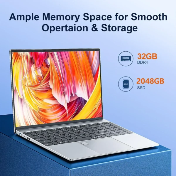 S944a05c1e08e41c6aec28869a38f279bK.webp Portable 15.6" Laptop 32GB Ram DDR4 2TB SSD Windows 11 Notebook Pc Gamer Intel N5095 Office Computer with Backlit Fingerprint