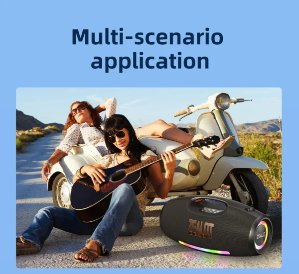 S944d6c9449d64f50bf214d4b6eff3eebe.webp ZEALOT S89 Wireless Speaker 250W Portable Outdoor with RGB Color Lights Long 48000mAh Battery up to 8 Hours Playtime