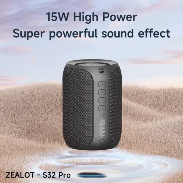 S952d801dbbfc4b0491f2d361dd43fb584.webp Zealot S32 pro Bluetooth Wireless Outdoor Portable Subwoofer Speaker Waterproof IPX6 Dual Pairing 3600mAh Wireless Speaker