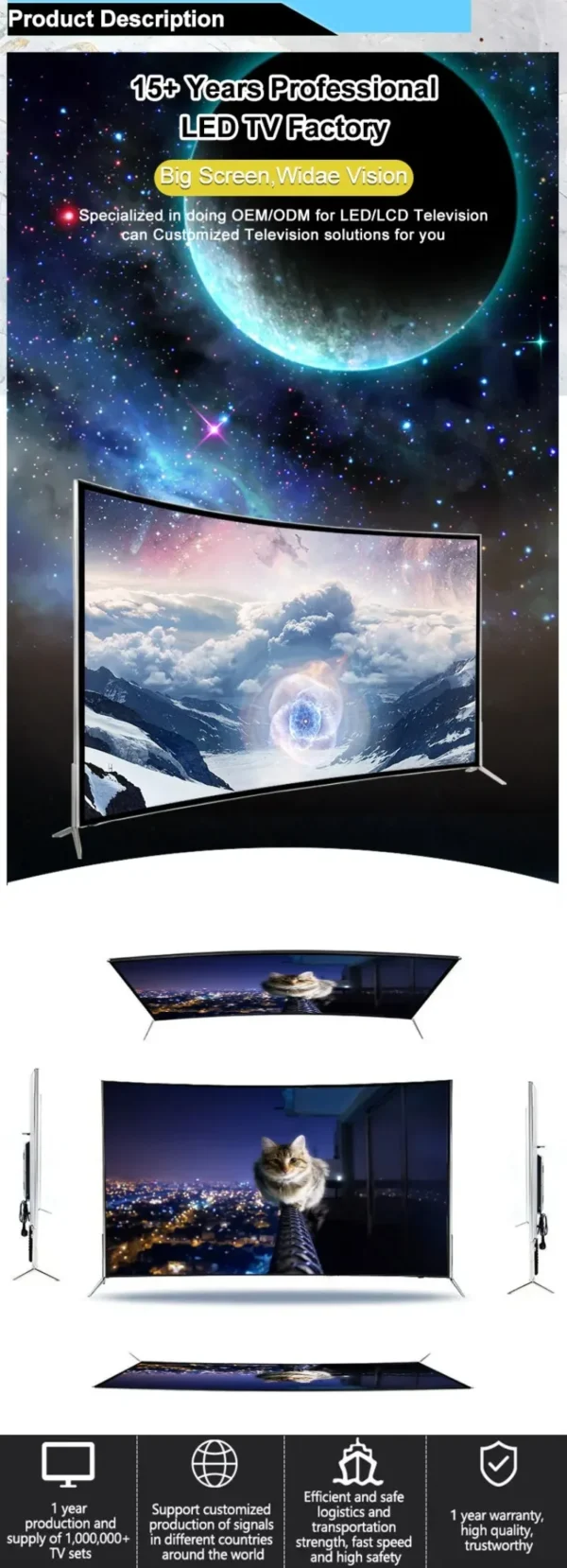 Wholesale LED TV Curved Screen 55 Inch Metal Frame Smart Android LCD TV Ultra HD 4K Smart Television