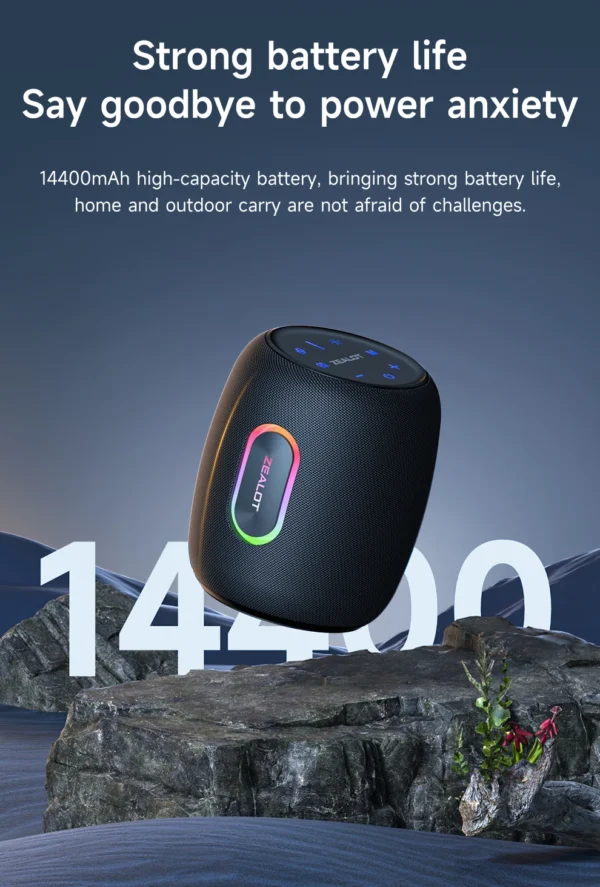 Zealot-S64 Bluetooth Speaker 50W Bluetooth 5.2 Wireless Speakers,360 Degree Surround Sound, IPX6 Waterproof, 20H Playtime