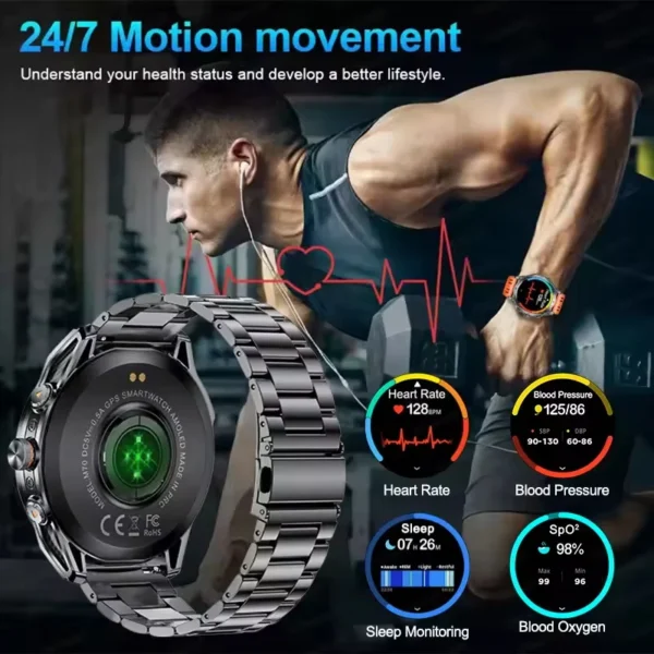 S967f9d52dc134129b774a7c827f1b451k.webp 2026 New Military Smart Watch 1000Mah Battery GPS trace Compass 10ATM Waterproof Tactics Sport Flashlight call Smart Watch Men