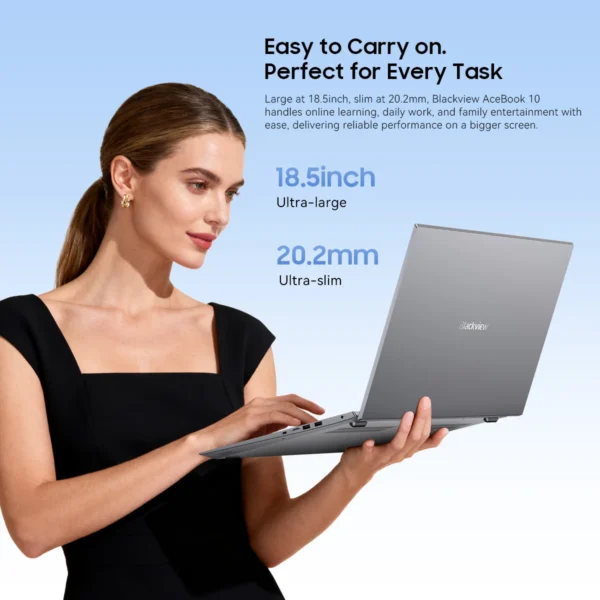 S9819b62c76504e8d8c0796b667f2388c6.webp Blackview Laptop AceBook 10 16GB DDR4 512GB SSD 4-Core Intel Twin Lake N150 18.5'' LCD Display Computer Windows 11 Pro IPS