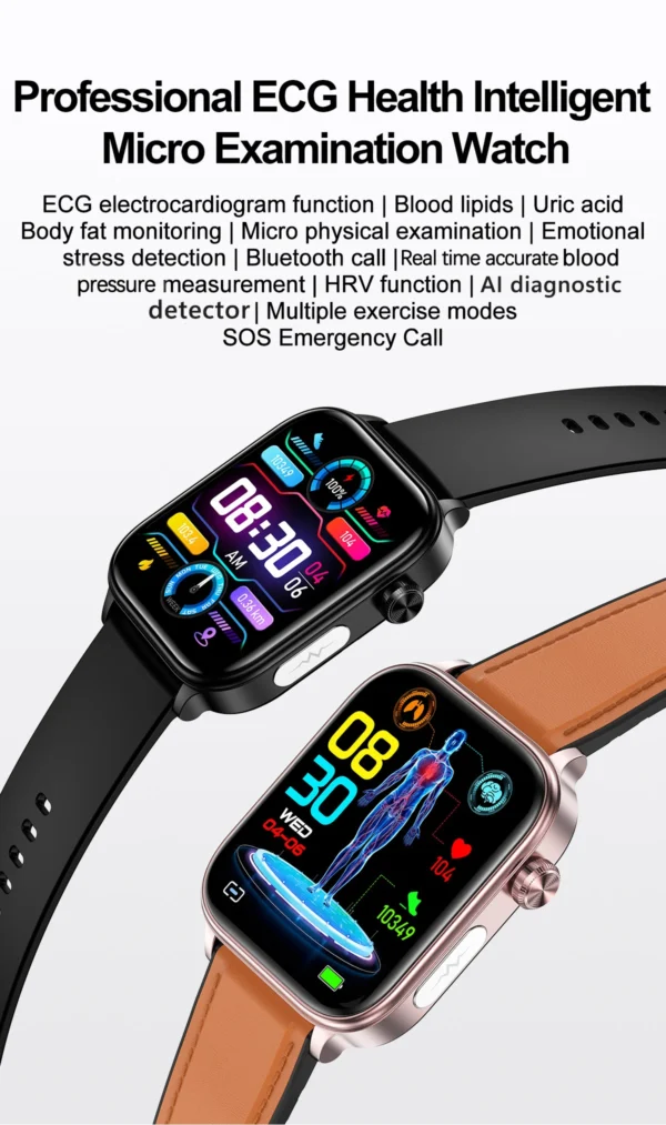 S9b20fc7173f8496db1d8438986384b2ev.webp 2025 New For XIAOM1 ECG+PPG Blood Fat Uric Acid Health Smartwatch Men Women Heart Rate Blood Pressure Bluetooth Call Smart Watch