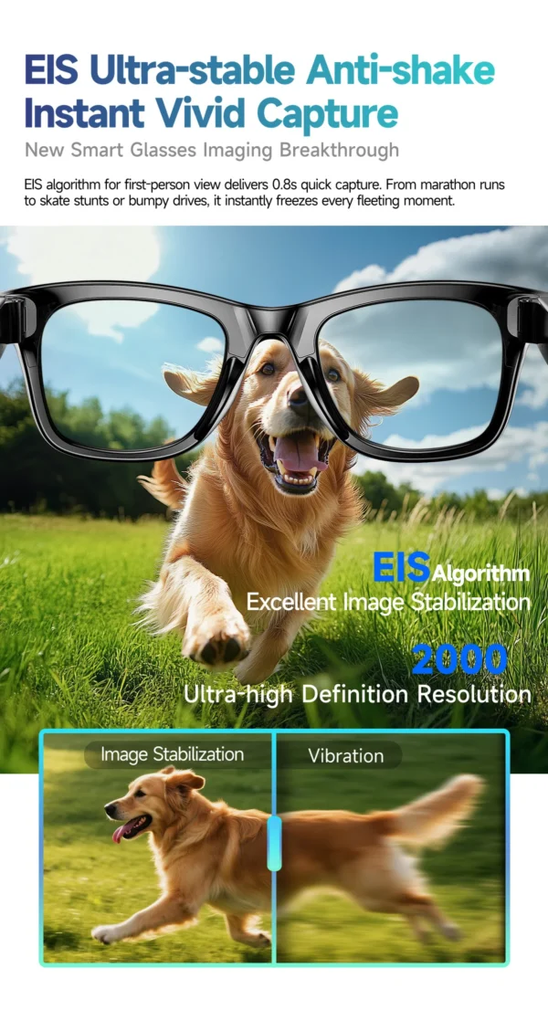 LIGE New Camera SunGlasses 800w Pixel Camera Recording Noise Reduction Ai Recognition Translation Anti Blue Light Smart Glasses