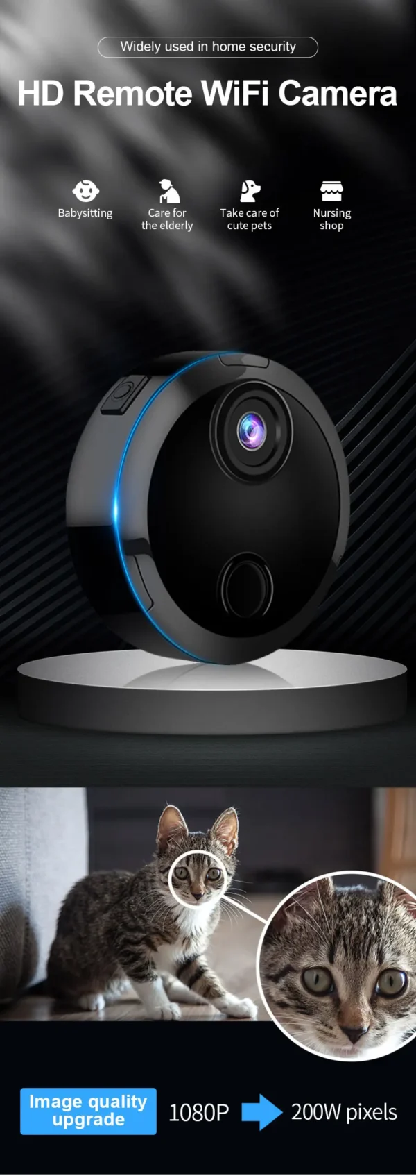 Sa0d972e7937e4e78b83dc94541cb2fc7C.webp Mini IP Camera Wireless HD 1080P Camera Night Vision Smart Home Security Surveillance Webcam Wifi Remote With Motion Detection