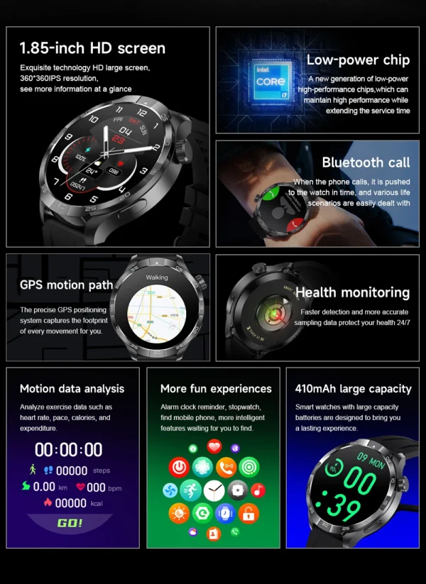 Sa3669650309e4537bb50a936889ae9b5m.webp 2026 New Sapphire Screen Smart Watch 1.85-inch Ultra HD AMOLED GPS Bluetooth Call NFC Compass IP68 Sports Fitness Smart Bracelet