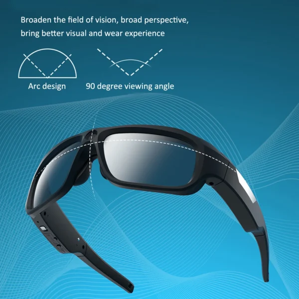 Video Camera Sunglasses Smart Video Recording Sunglasses 90° Angle 4K Full HD Mini Camera Glasses for Driving Cycling Riding