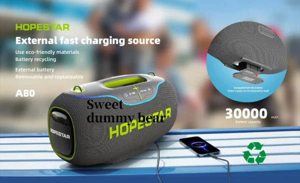 High Quality Hopestar A80 Subwoofer - Portable RGB Speaker with IPX6 Waterproof, Mini Microphone & Rechargeable Battery