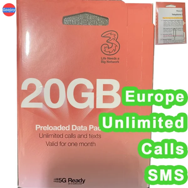 Saaa6c883f4754233bc2f1411156349c1Y.webp Europe Three 1 Month Data Prepaid Sim Card,UK Phone Number,Talk & SMS,Free Roaming Europe,No Contract,Can Top Up Yourself