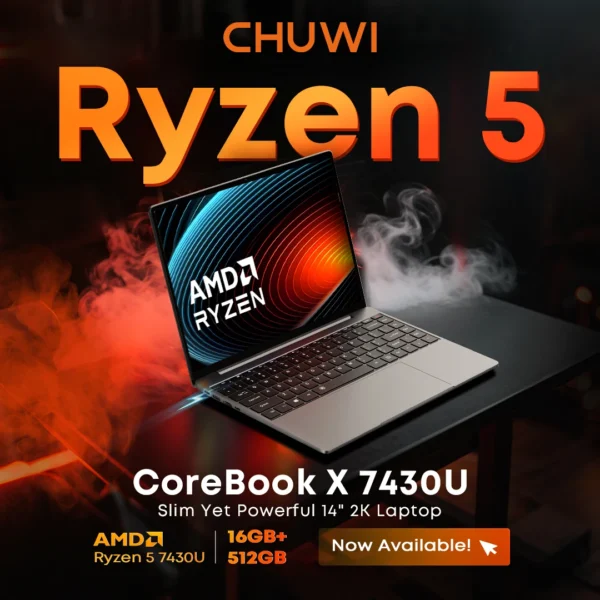 Saad0036f30b84e0f9e7e1a01729c991ah.webp CHUWI CoreBook X AMD R5-7430U Business Laptop 6 Cores 14.1 inch 2K IPS Screen 16GB DDR4 RAM 512GB SSD UP to 4.3 Ghz Notebook